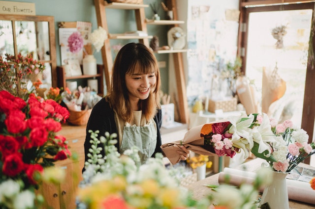 woman working at flower shop