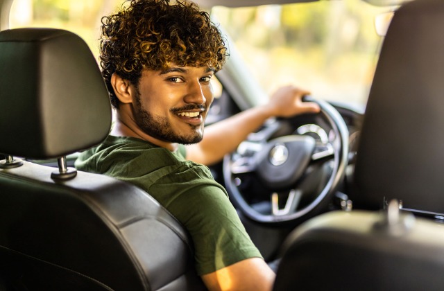 Man driving car