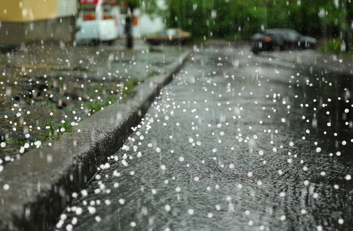 Hail falling on street - Commercial Property Insurance 