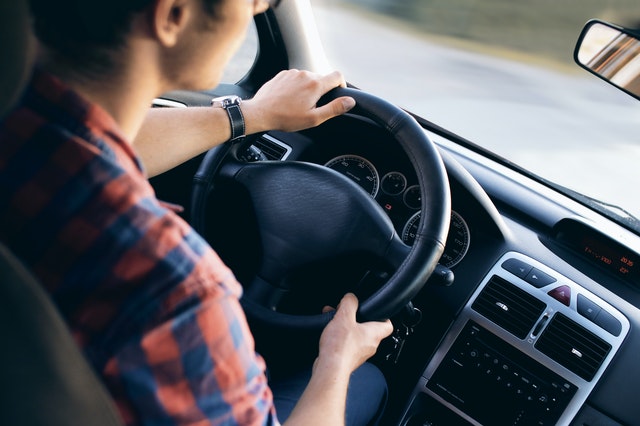 Man driving car