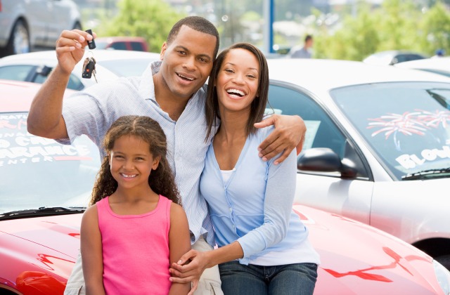 Family buying a car