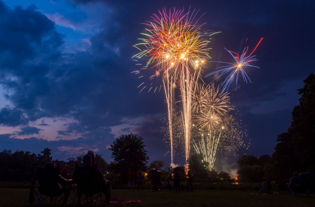 July 4th Fireworks in night sky