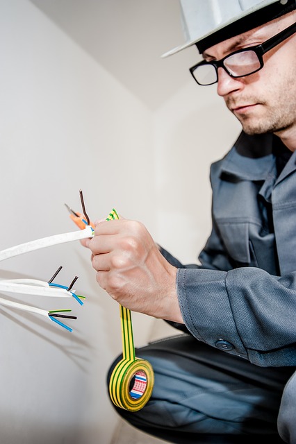 electrician working with wires